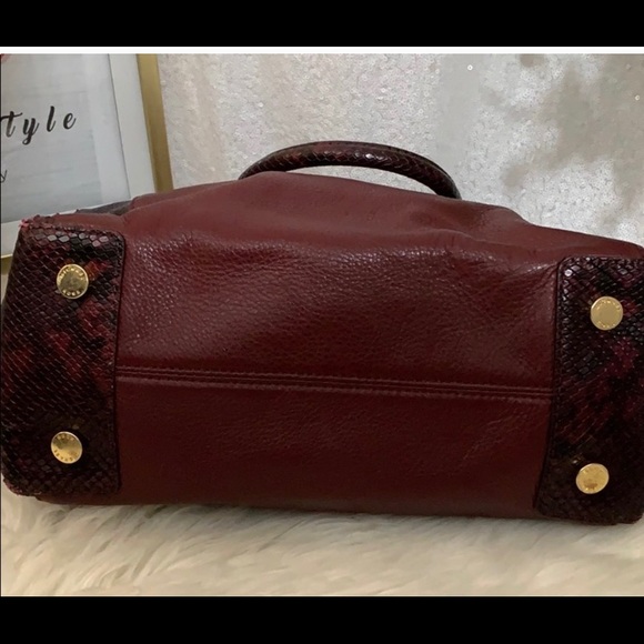 Michael Kors Riley Burgundy Python Snake Satchel - Picture 7 of 14